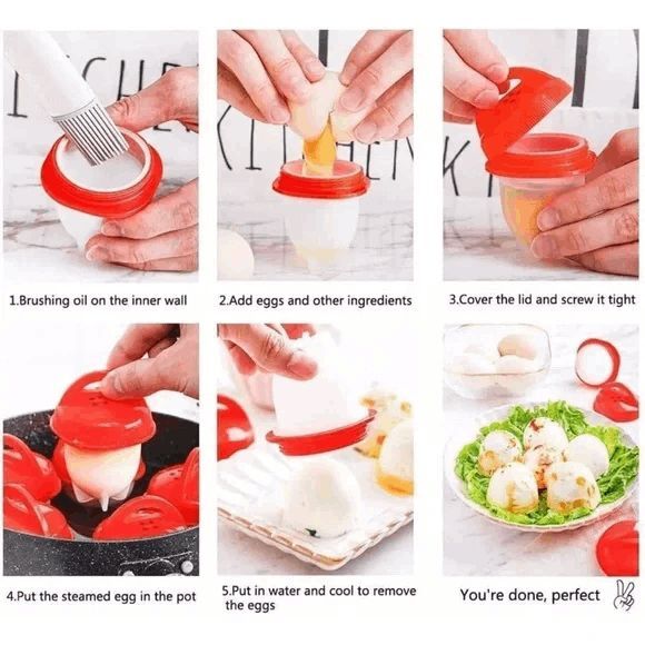 Silicone Egg Boiler Heat Resistant Cooking Cups - 6 Piece - Picture 10 of 14